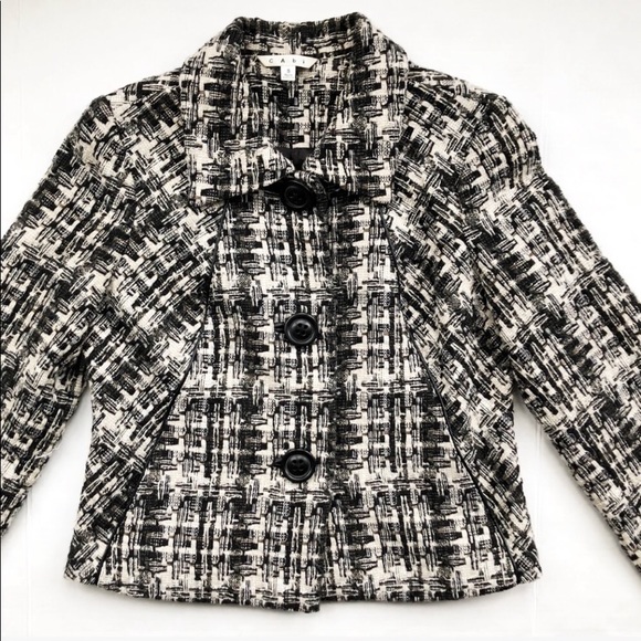 CAbi Jackets & Blazers - Cabi tweed faux leather trim jacket